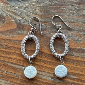 Silpada W1253 Sterling Silver Coin Pearl Earrings